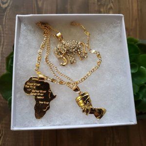 Elephant three strand necklace.